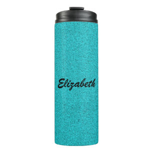 Personalised Blue Glitter Custom Name Thermal Tumbler