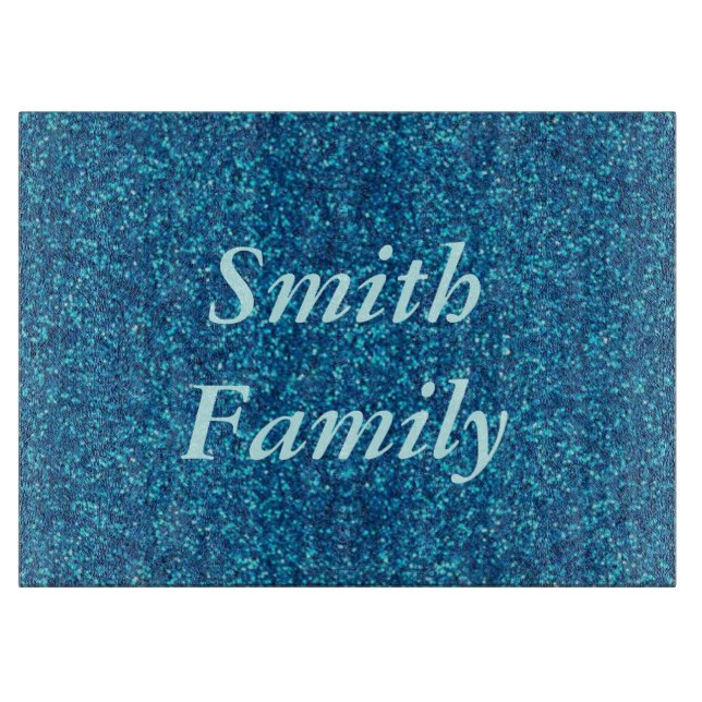 Personalised Blue Glitter Cutting Board (Front)
