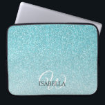Personalised Blue Glitter Ombre Name Monogram Laptop Sleeve<br><div class="desc">Chic faux blue glitter design with ombre effect,  the blue glitter fades onto a white background. You can personalise these elegant laptop sleeve with your name and monogram or other text. Perfect personalised gift laptop sleeve. If you need any help or matching products,  please contact us through our store.</div>