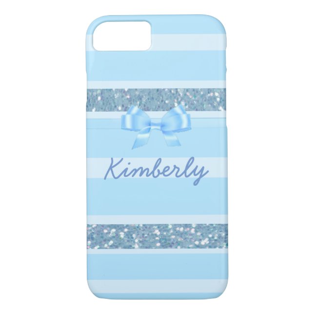 Personalised Blue Glitter Phone Case (Back)