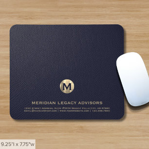 Personalised Blue Gold Business Monogram Mouse Mat