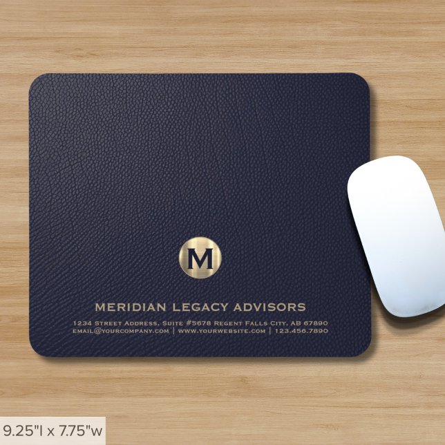 Personalised Blue Gold Business Monogram Mouse Mat (Creator Uploaded)