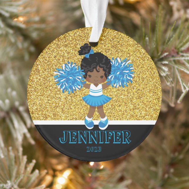 Personalised Blue & Gold Cheerleading Ornament  (Tree)