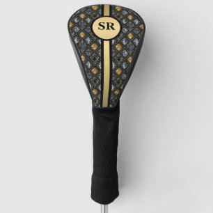 Personalised Blue & Gold Elegant Golf Head Cover
