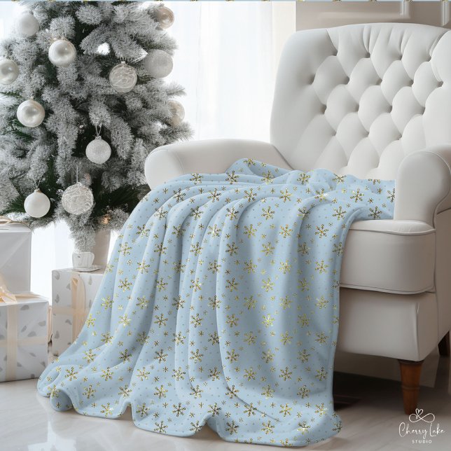 Personalised Blue Gold Stars Sherpa Blanket (Creator Uploaded)