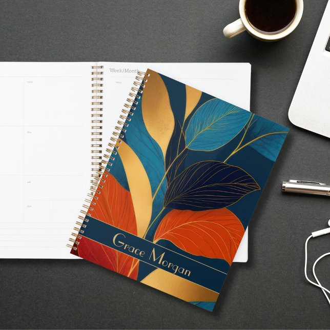 Personalised Blue & Gold Tropical Leaves Planner (Creator Uploaded)