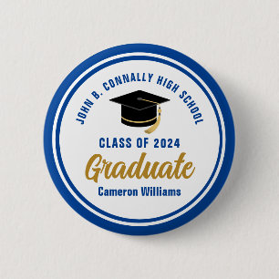Personalised Blue Graduate 2023 Graduation Party 6 Cm Round Badge