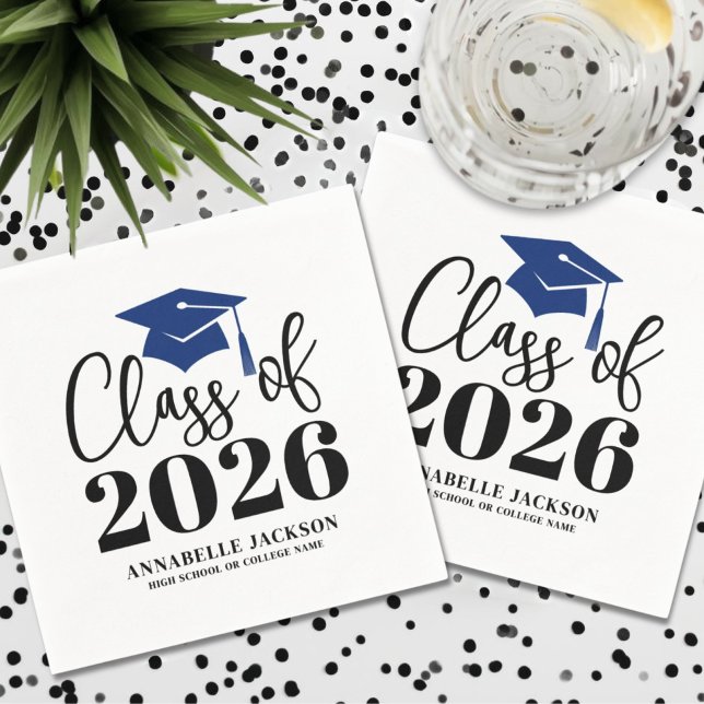 Personalised Blue Graduation Napkin (Personalized Blue Graduation Napkins)
