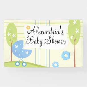 Personalised Blue Green Boy Baby Shower Banner