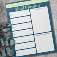 Personalised Blue Green Meal Planner Grocery List