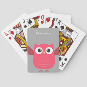 Personalised Blue & Grey Cartoon Owl Poker Cards