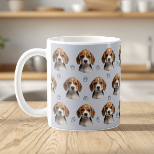 Personalised Blue Grey Dog Photo Paw Pattern Coffee Mug