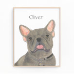 Personalised Blue Grey Frenchie French Bulldog Art Photo Print<br><div class="desc">I am in love with this beautifully detailed watercolor illustration of a blue frenchie or french bulldog! Personalise these art prints with your name or monogram to compliment your decor and change fonts by selecting the "edit using design tool" option at personalisation. Shop the rest of my collection for the...</div>