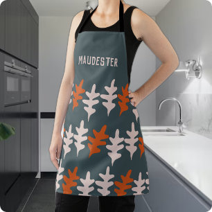 Personalised Blue Grey Orange Abstract Art Pattern Apron