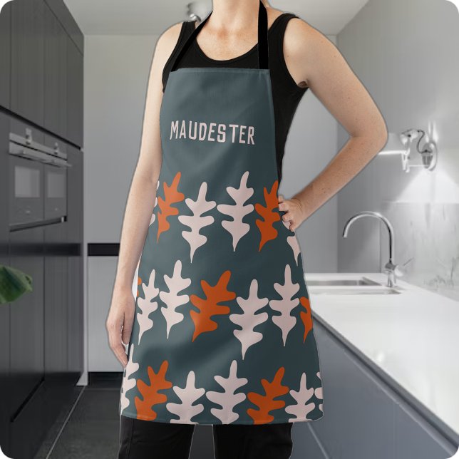 Personalised Blue Grey Orange Abstract Art Pattern Apron (Creator Uploaded)