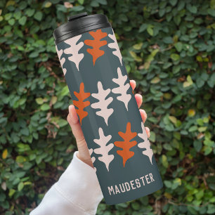 Personalised Blue Grey Orange Abstract Art Pattern Thermal Tumbler