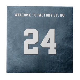 Personalised blue grunge House / Apartment Number Tile