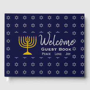 Personalised Blue HANUKKAH Welcome Guest Book