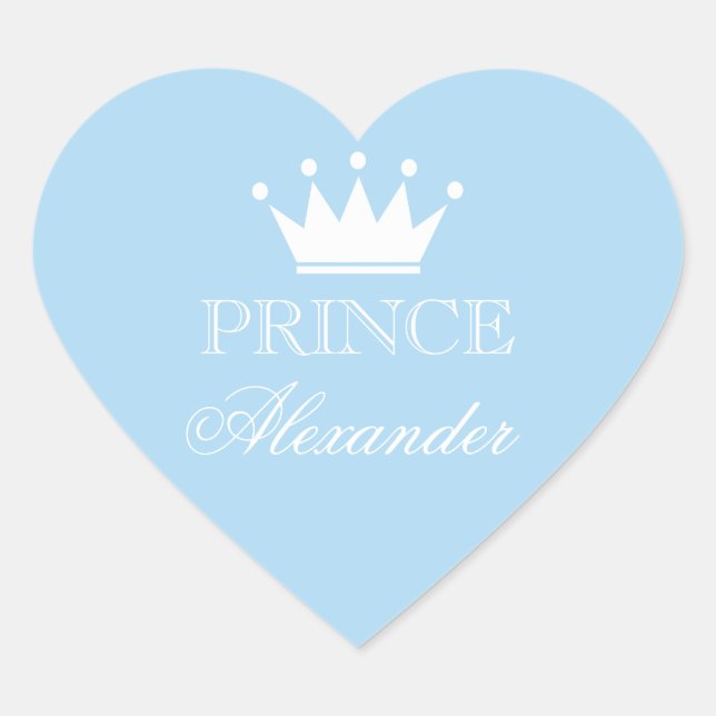 Personalised blue heart baby shower stickers (Front)