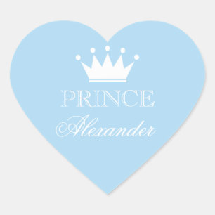 Personalised blue heart baby shower stickers