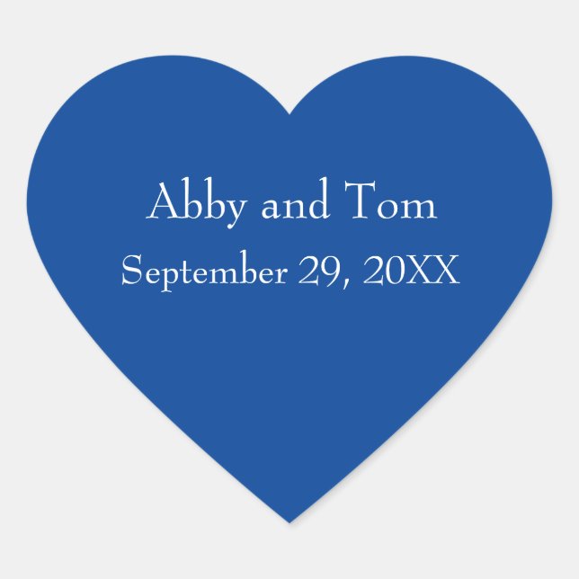 Personalised Blue Heart Stickers Wedding Valentine (Front)