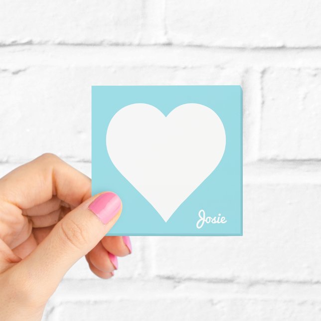 Personalised Blue Heart Sticky Notes (Creator Uploaded)