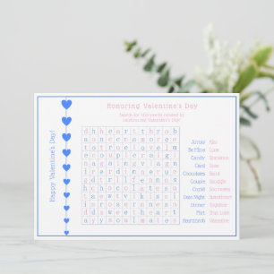 Personalised Blue Hearts Valentine's Day Puzzle Holiday Card
