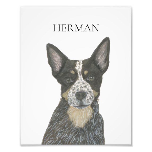 Personalised Blue Heeler Cattledog Photo Print (Front)