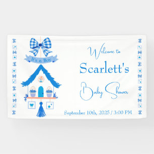 Personalised Blue House It's a Boy Baby Shower Banner