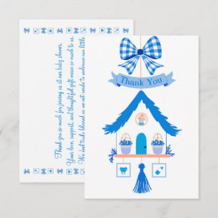 Personalised Blue House Thank You Baby Shower Card