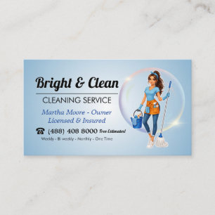 Personalised Blue Housekeeper Cleaning Service Business Card