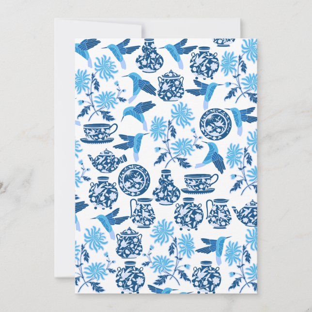 Personalised Blue Hummingbirds Notecards (Front)