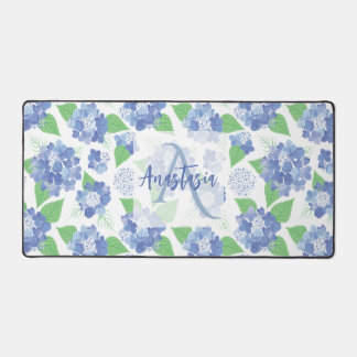Personalised Blue Hydrangea Floral Desk Mat