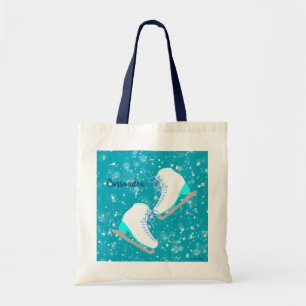 Personalised Blue Ice Skates Pattern Figure Skater Tote Bag