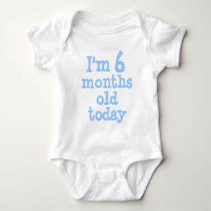 Personalised Blue I'm 6 months old today Baby Bodysuit