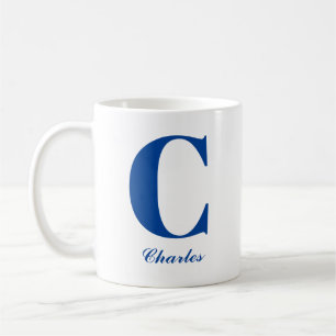 Personalised Blue Initial and Name Mug