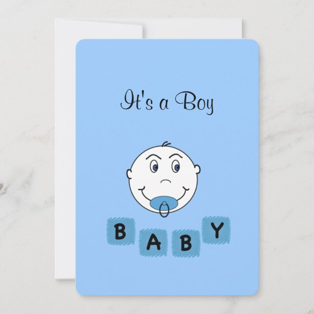 Personalised Blue It's A Boy Baby Announcement (Front)