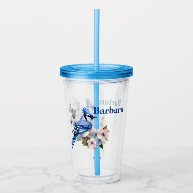 Personalised Blue Jay  Acrylic Tumbler (Front)