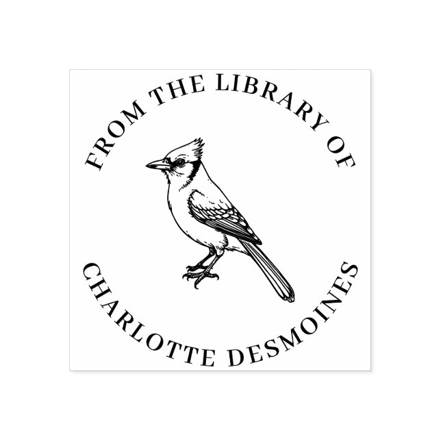 Personalised Blue Jay Book Stamp Custom Ex Libris  (Imprint)