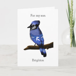 Personalised Blue Jay For My Son Birthday Card