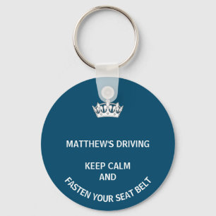 Personalised Blue Keep Calm Learner New driver Key Ring
