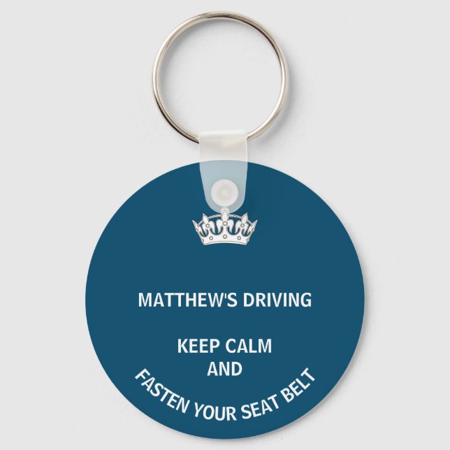 Personalised Blue Keep Calm Learner New driver Key Ring (Front)