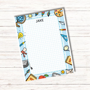 Personalised Blue Kids School Supplies Notepad