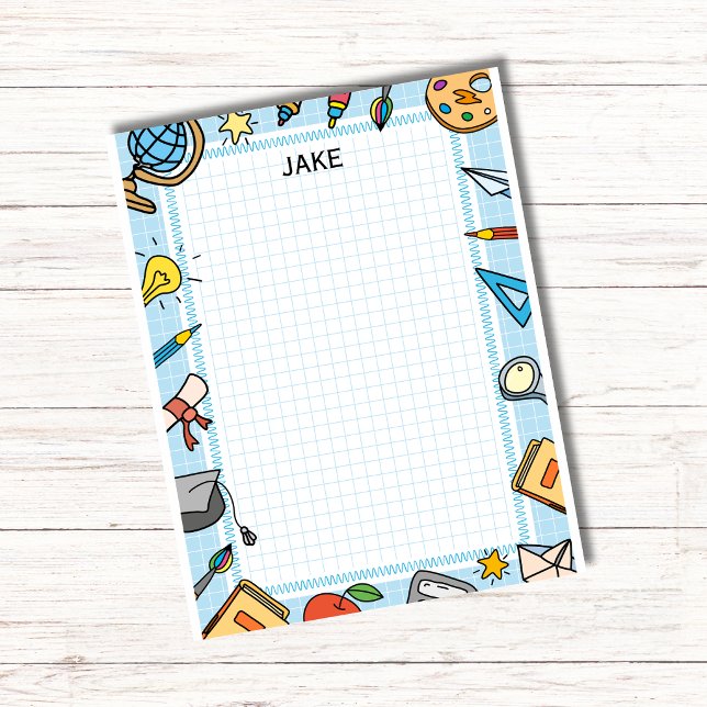 Personalised Blue Kids School Supplies Notepad  (Creator Uploaded)