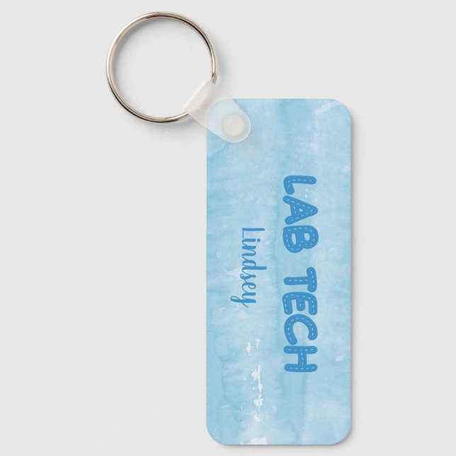 Personalised Blue Lab Technician Keychain (Front)