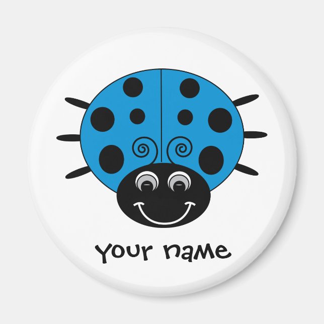 Personalised Blue Ladybug Magnet (Front)