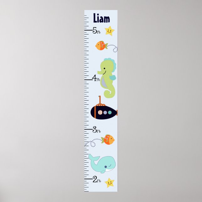 Personalised Blue Lagoon/Whale/Fish Growth Chart (Front)