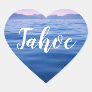 Personalised Blue Lake Tahoe Water Photo Heart Sticker