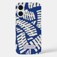 Personalised Blue Leaf Pattern iPhone Case