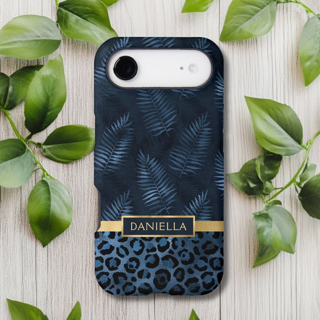 Personalised Blue Leopard Print Tropical Floral (Creator Uploaded)